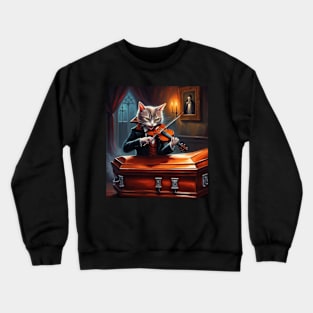 horrifying vampire cat playing violin Crewneck Sweatshirt